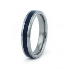 Tungsten Carbide Women's Wedding Ring with Blue Resin Inlay